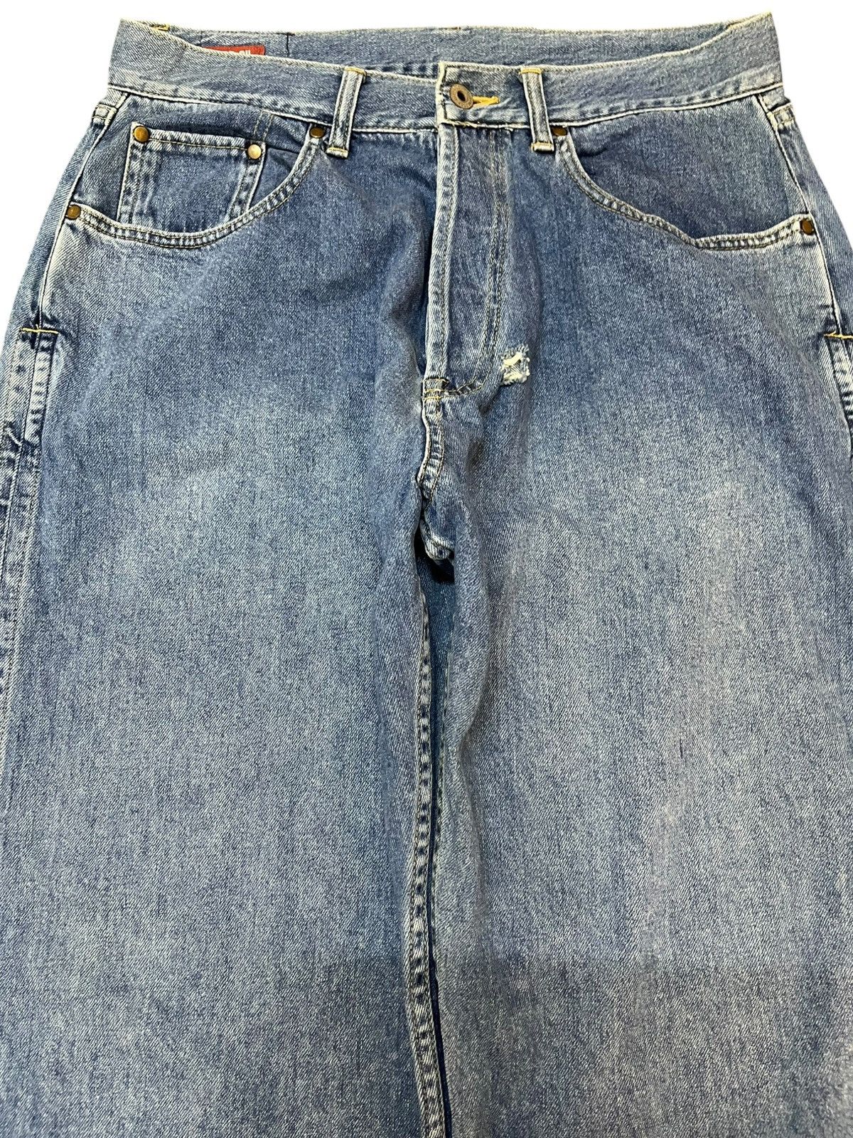 JNCO × Japanese Brand × Southpole Vintagw Motor-Oil Baggy Button Fly Denim Size US 31 - 2 Thumbnail