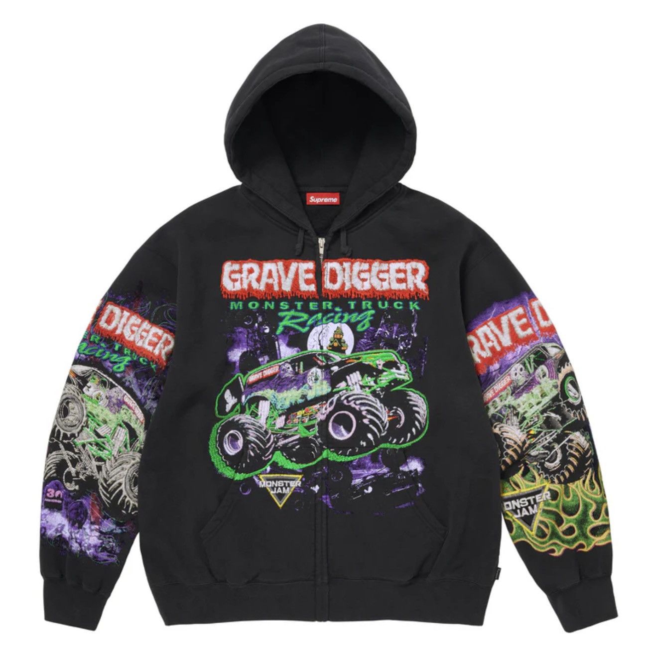 Supreme Supreme Monster Jam Grave Digger Zip Up Hooded Sweatshirt Size US L / EU 52-54 / 3 - 4 Thumbnail