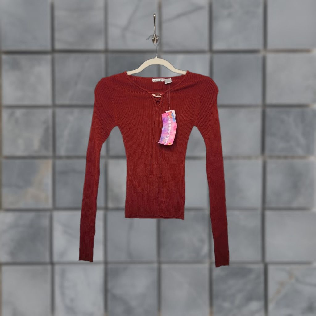 Energie VINTAGE Energie Red Ribbed Long Sleeve Shirt Women S Fairy Witchy Fall Autumn NWT 90s 00s Grunge Y2K Art Nature Tee Shirt, Red, S, Women Size S / US 4 / IT 40 - 1 Thumbnail