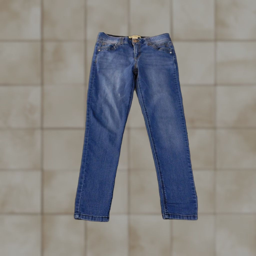 Vintage Democracy Jeans Straight Womens 8 Blue Denim Cotton Stretch Waist 30 In Regular Rise 27 In Inseam Zipper Vintage No Size 30" / US 8 / IT 44 - 1 Thumbnail