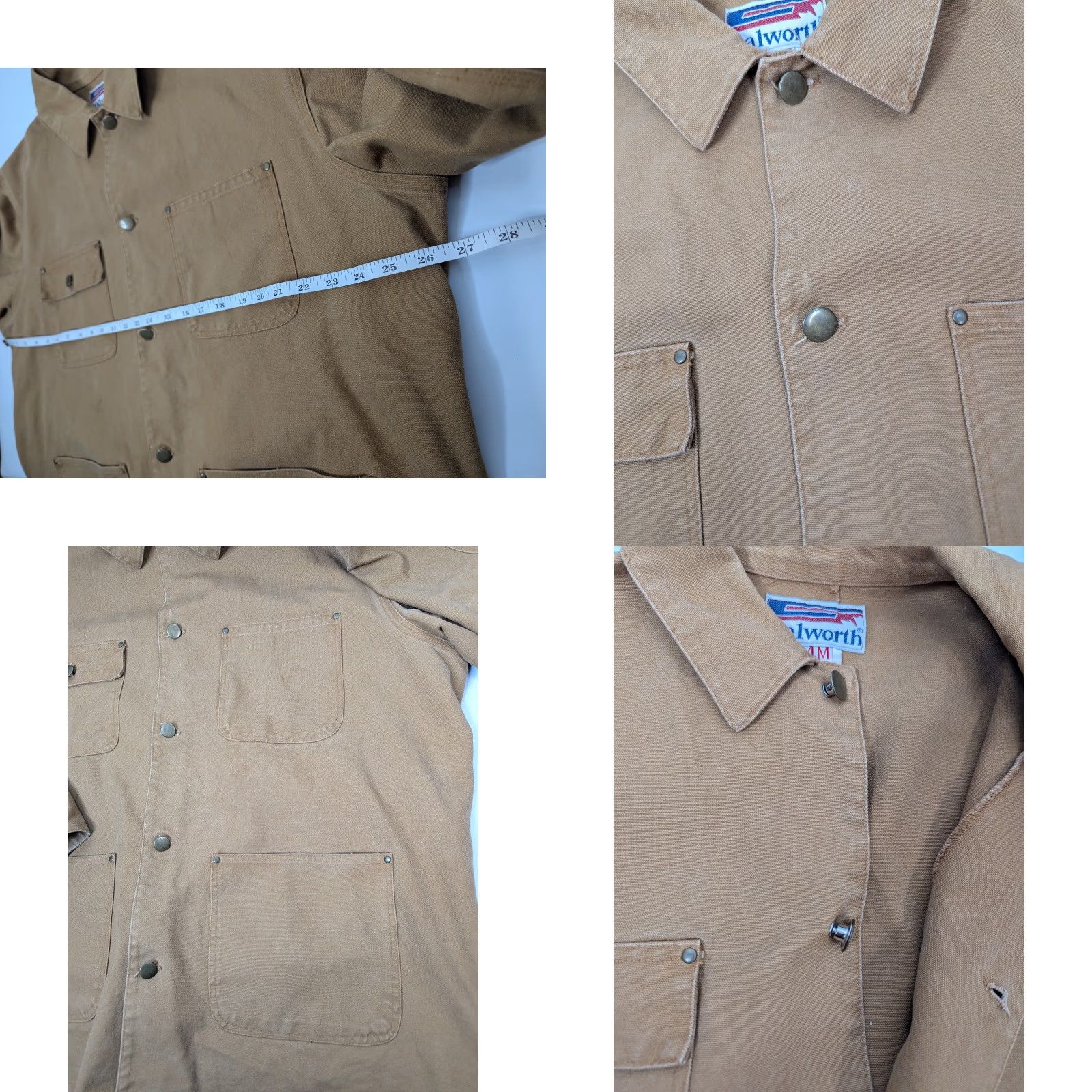 Vintage Stalworth Chore Shacket Coat Workwear Jacket Button-Down Brown 44 Mens Canvas Cotton Vintage No N/A Size US S / EU 44-46 / 1 - 8 Thumbnail