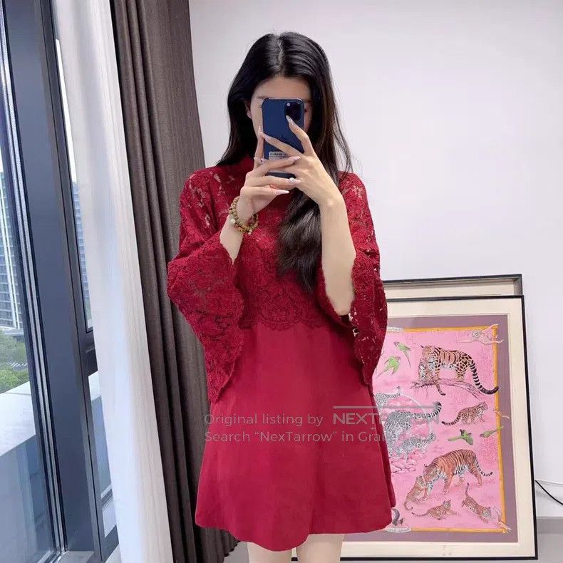 Valentino Valentino Red lace panel set Size S / US 4 / IT 40 - 9 Thumbnail