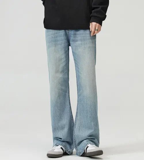 Japanese Brand × Jean Pants Light blue washed retro straight flared baggy jeans Size US 32 / EU 48 - 1 Thumbnail