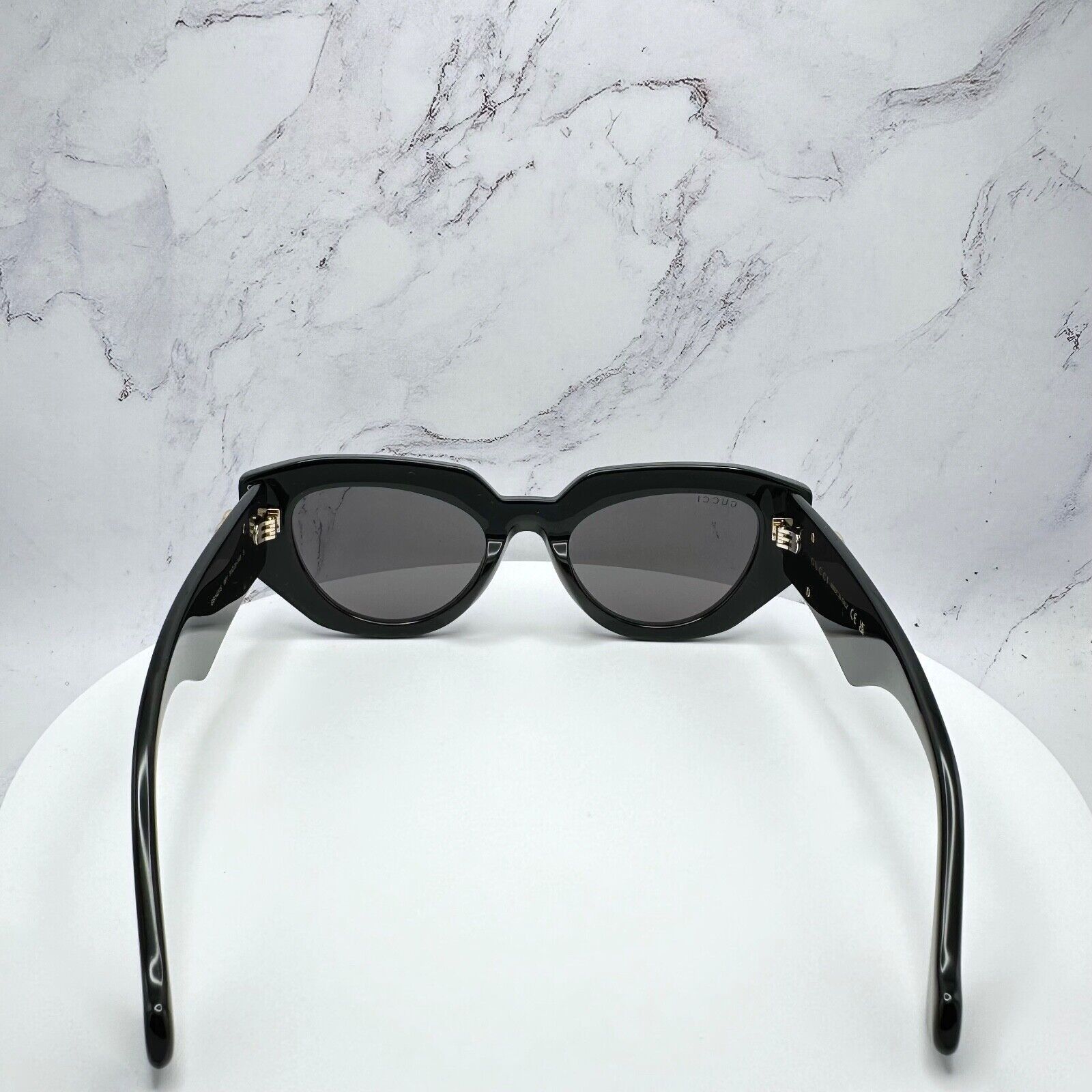 Gucci Sunglasses Black Cat Eye Gold Interlocking GG Logo