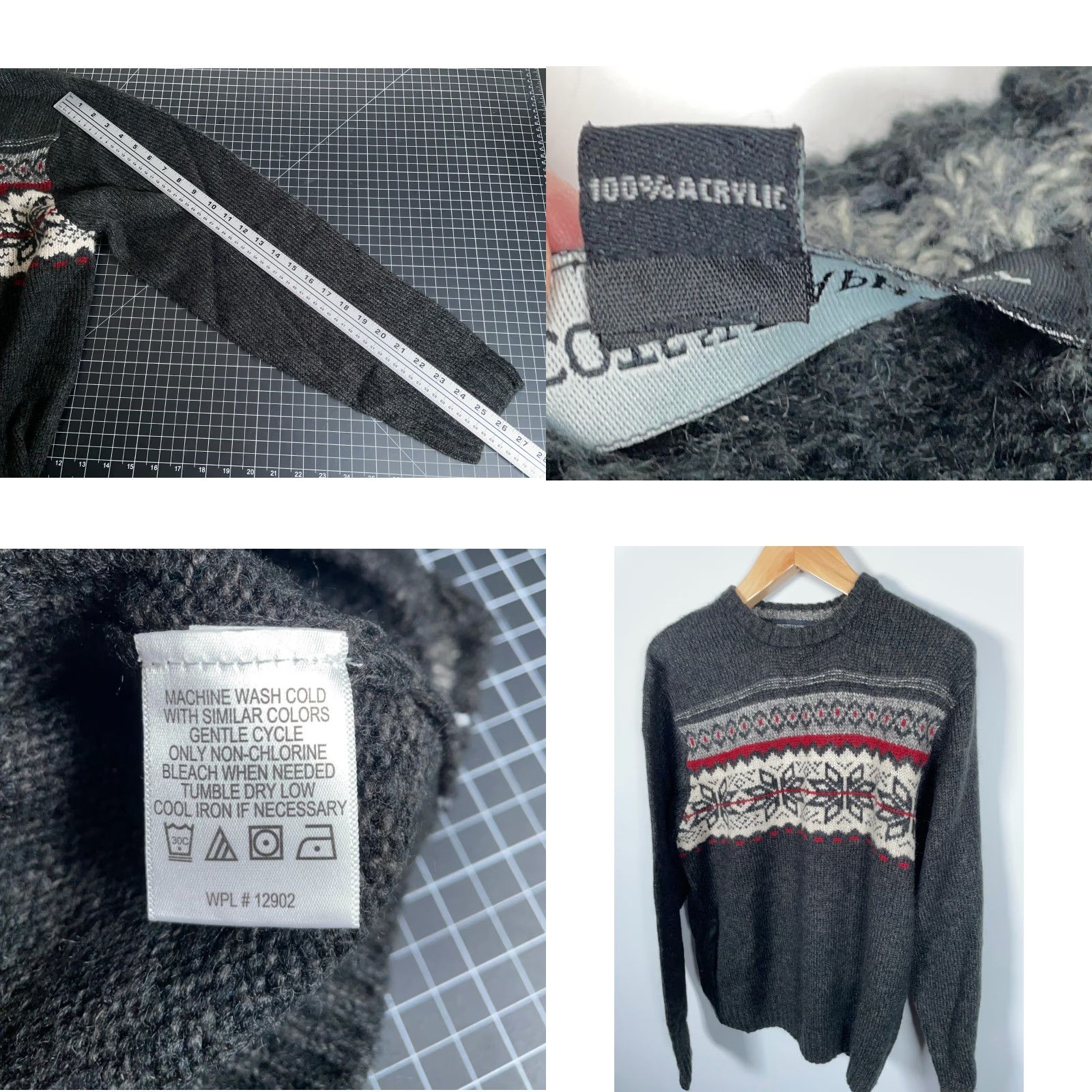 Vintage VINTAGE Tricots St Raphael Fair Isle Sweater Men's Large Charcoal Gray Snowflake Knit Size US L / EU 52-54 / 3 - 8 Thumbnail