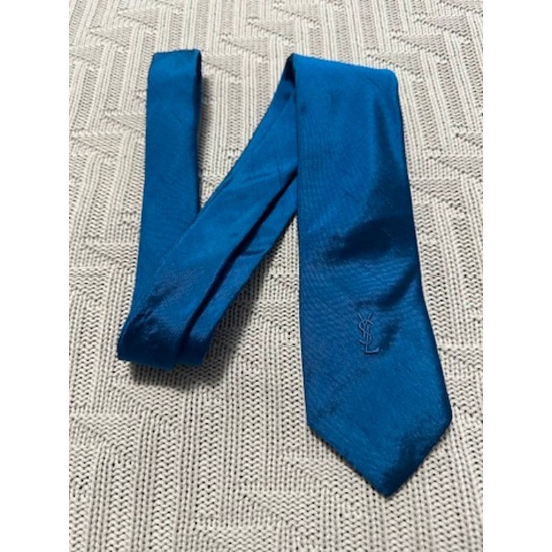 Yves Saint Laurent Vintage YSL peacock blue silk tie Size ONE SIZE - 1 Thumbnail
