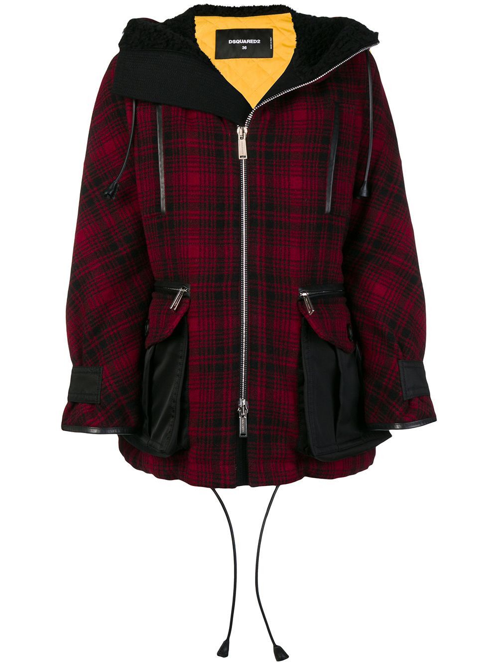 Dsquared2 Dsquared2 red check oversized parka coat Size M / US 6-8 / IT 42-44 - 1 Thumbnail