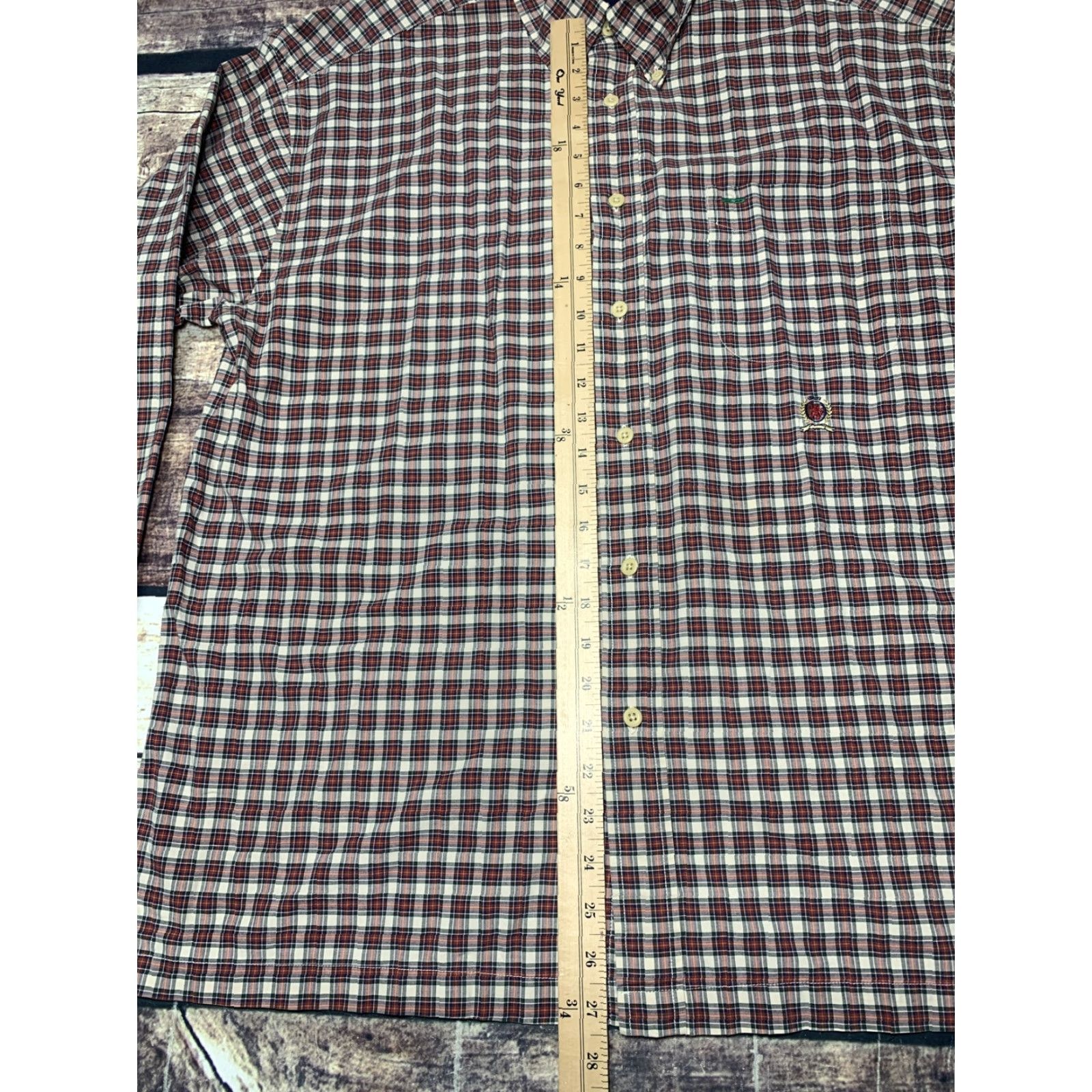 Tommy Hilfiger Tommy Hilfiger Men's Shirt Large Red White Green Plaid Long Sleeve Button-Up Size US L / EU 52-54 / 3 - 6 Thumbnail
