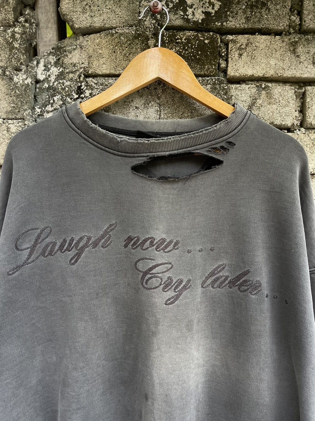 Vintage Vintage Krhyme Denim Distressed Faded Sweatshirt Size US XXL / EU 58 / 5 - 4 Thumbnail