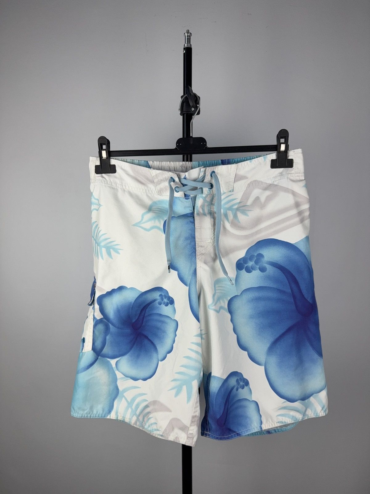 Quiksilver Quiksilver Hibiscus Floral Board Shorts Blue White S Size US 31 - 1 Thumbnail