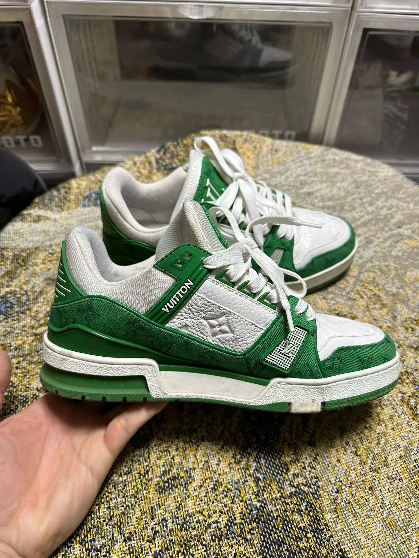 Louis Vuitton LOUIS VUITTON Trainer men's green white low-top 6 unworn Size US 6 / EU 39 - 4 Thumbnail