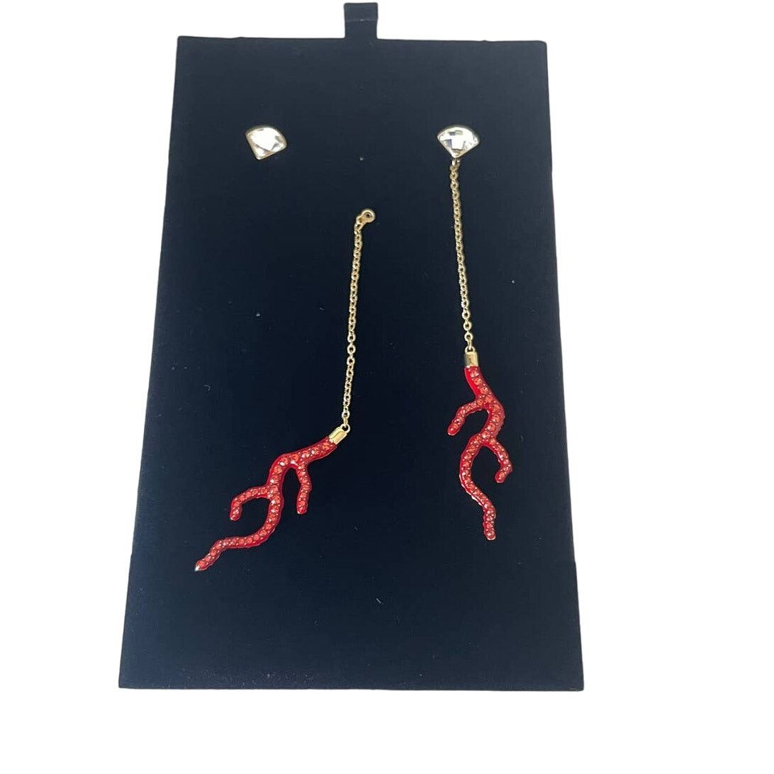 Swarovski Swarovski Shell Coral Pierced Earrings Long Red Crystal Size ONE SIZE - 5 Thumbnail