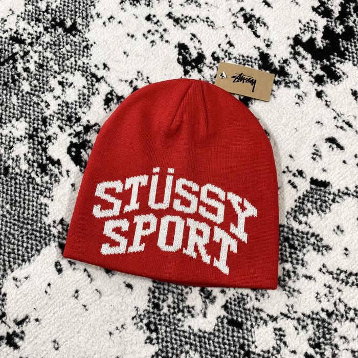 Stussy RARE Stussy Sport jacquard skullcap red | Grailed