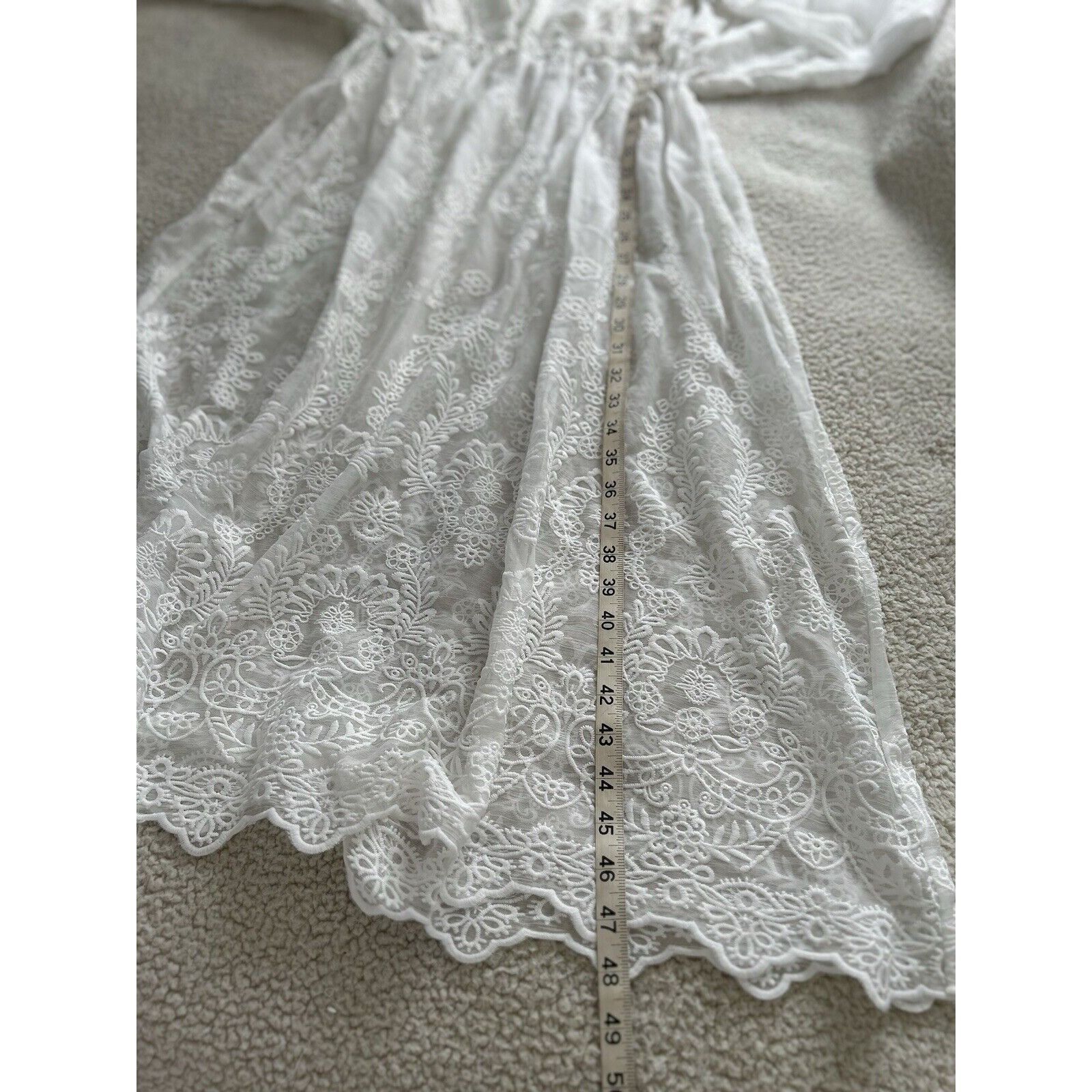 Designer Endless Rose Womens Lace White Midi Dress Long Dolman Sleeve Size L / US 10 / IT 46 - 11 Thumbnail