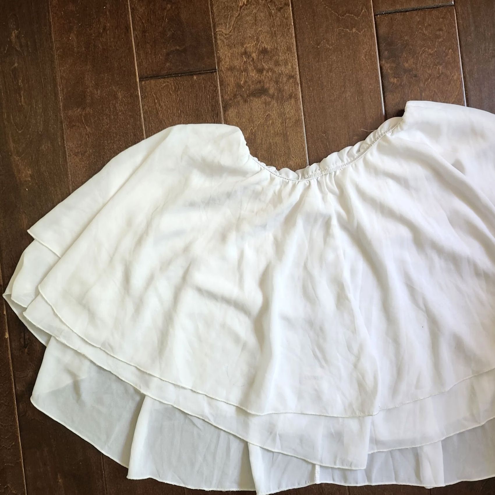 Vintage Lyaner Women's White Layered Skirt Short L Regular XS? (Wait) Size 36" / US 14 / IT 50 - 3 Thumbnail