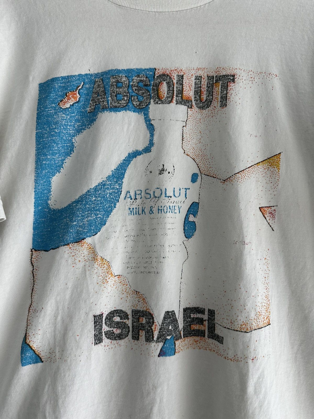 image of Vintage Absolut Vodka Israel Promo Tee in White, Men's (Size Small)