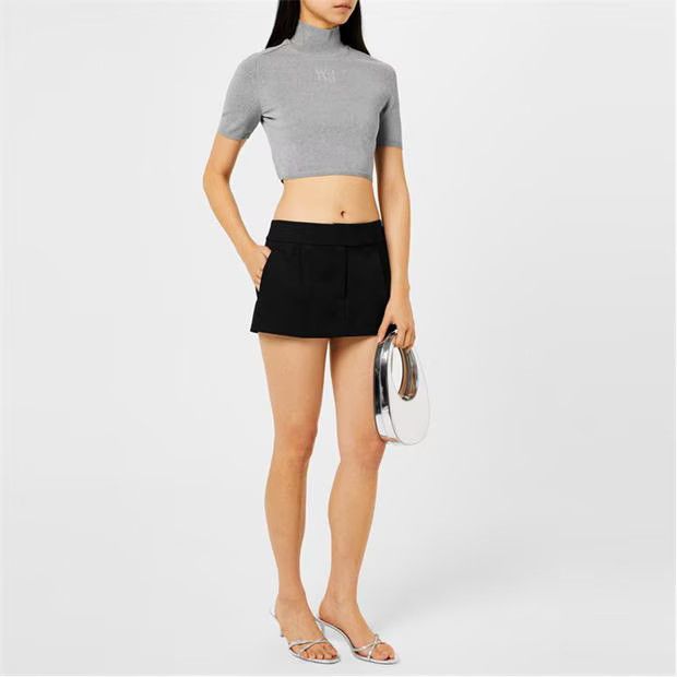 Alexander Wang o1g2r1mq0824 High Neck Logo Crop Top in Grey Size M / US 6-8 / IT 42-44 - 6 Thumbnail