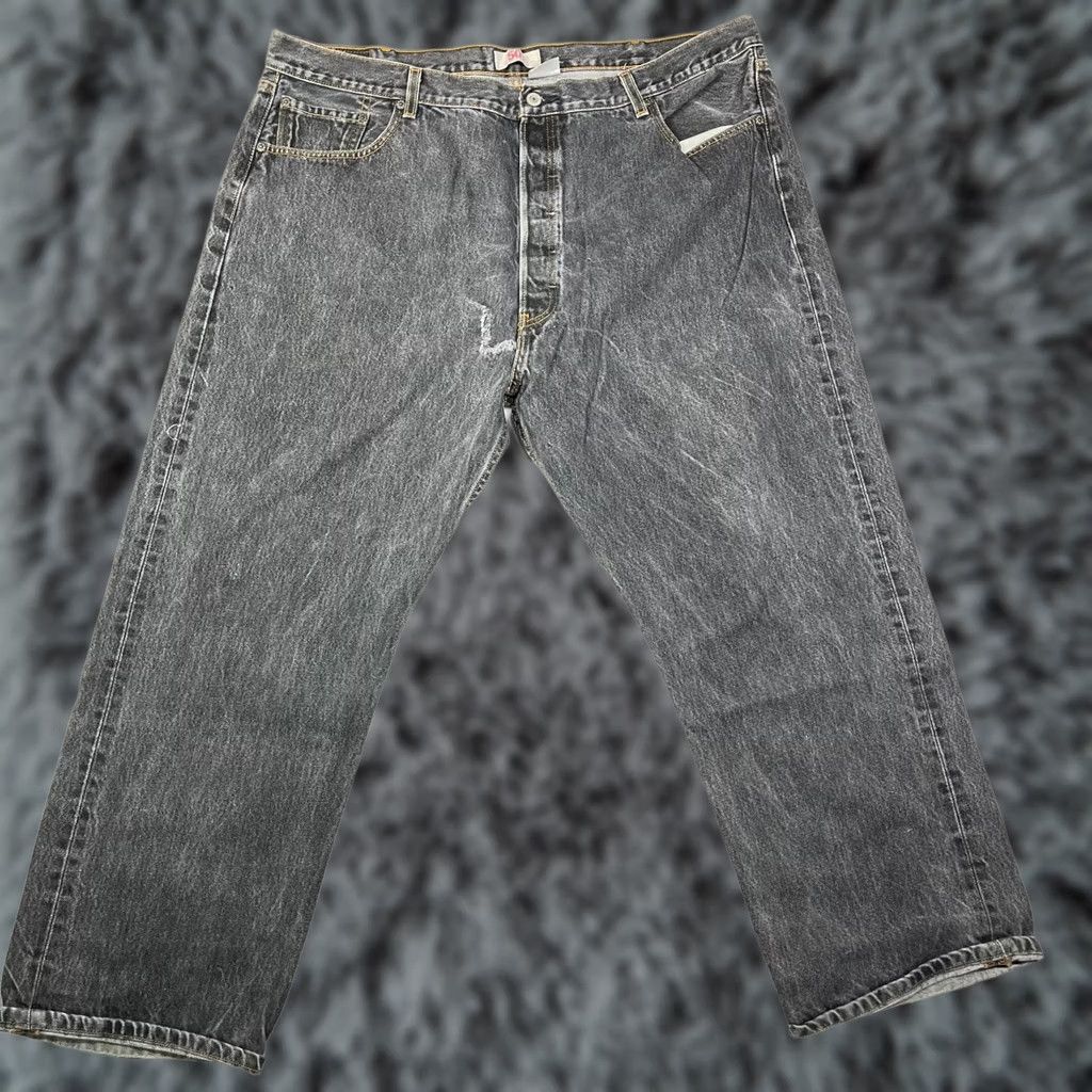 Levi's Levi's Jeans 501 Original Fit Straight Button Fly Gray Denim Distress 46x30 Mens Regular 501 USA 30" Rise 46" Waist Size US 30 / EU 46 - 1 Thumbnail