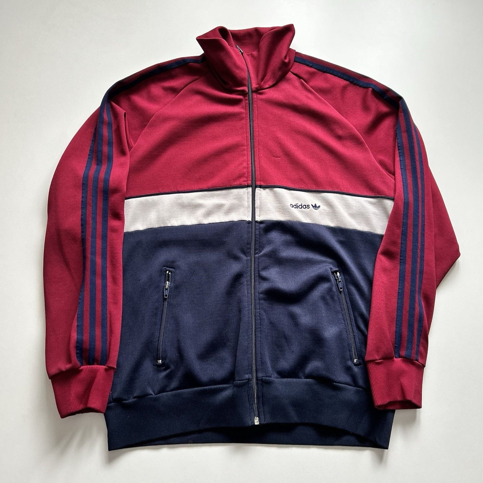 Adidas × Vintage Vintage 80s Adidas Trefoil Track Jacket Large 3 Stripes Rare Size US L / EU 52-54 / 3 - 3 Thumbnail
