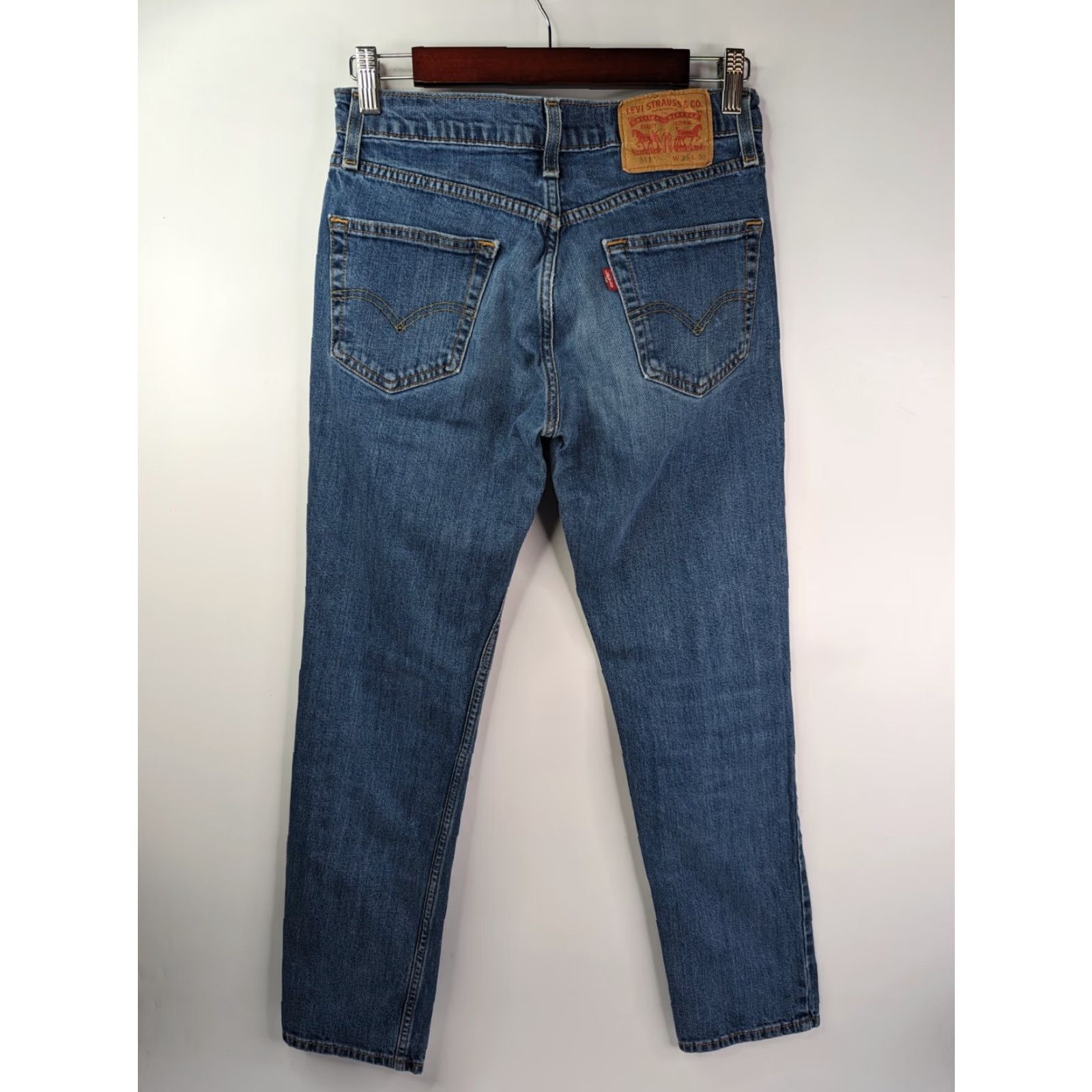 Levi's Levi's 511 Jeans Men's Slim Straight Blue Dark Wash Denim 29x30 Logo 90s Size US 29 - 4 Thumbnail