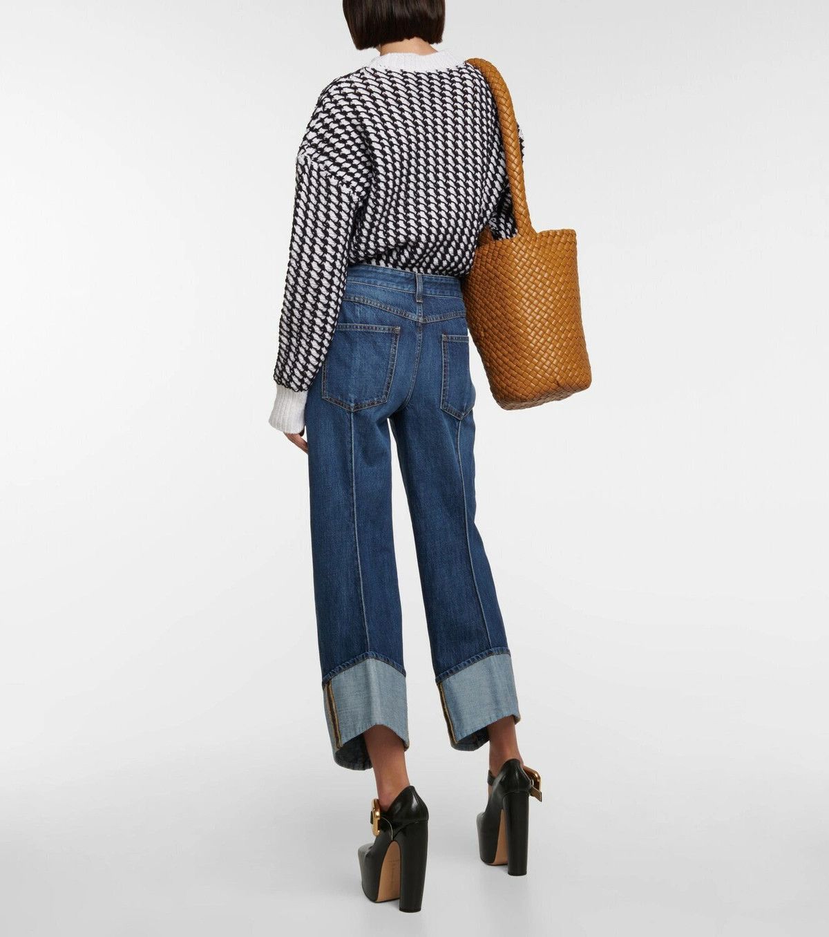 Bottega Veneta Mid Blue Curved Shape Cropped Jeans Size 30" / US 8 / IT 44 - 4 Thumbnail