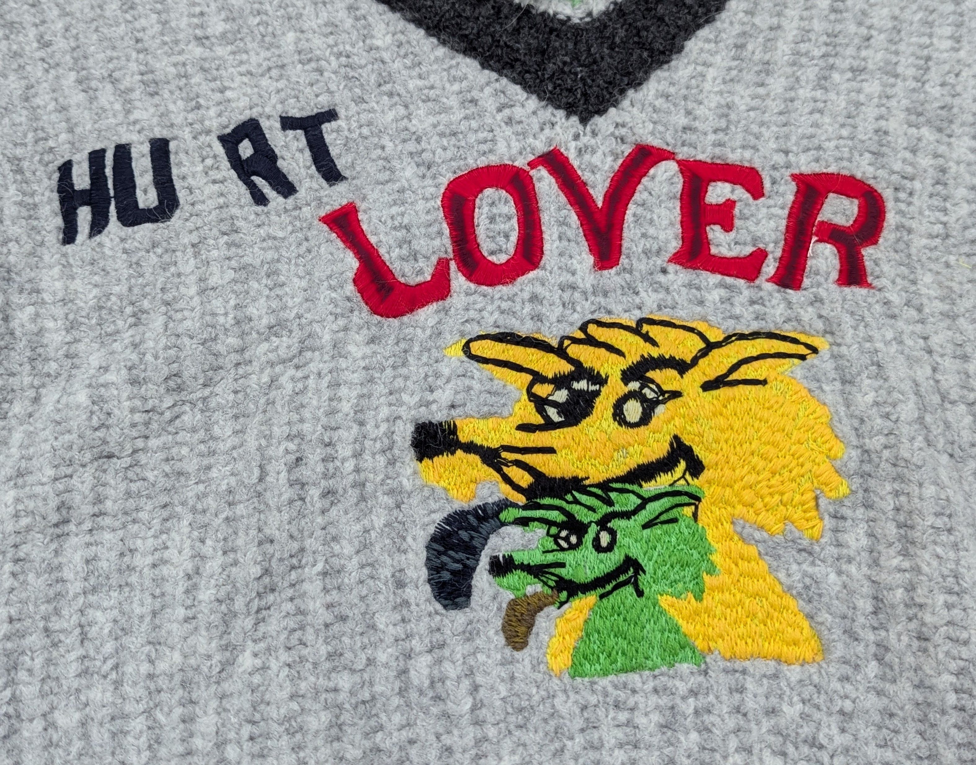 ERL ERL "Hurt Lover" Wool Blend V-Neck Sweater Gray Large Size US L / EU 52-54 / 3 - 3 Thumbnail