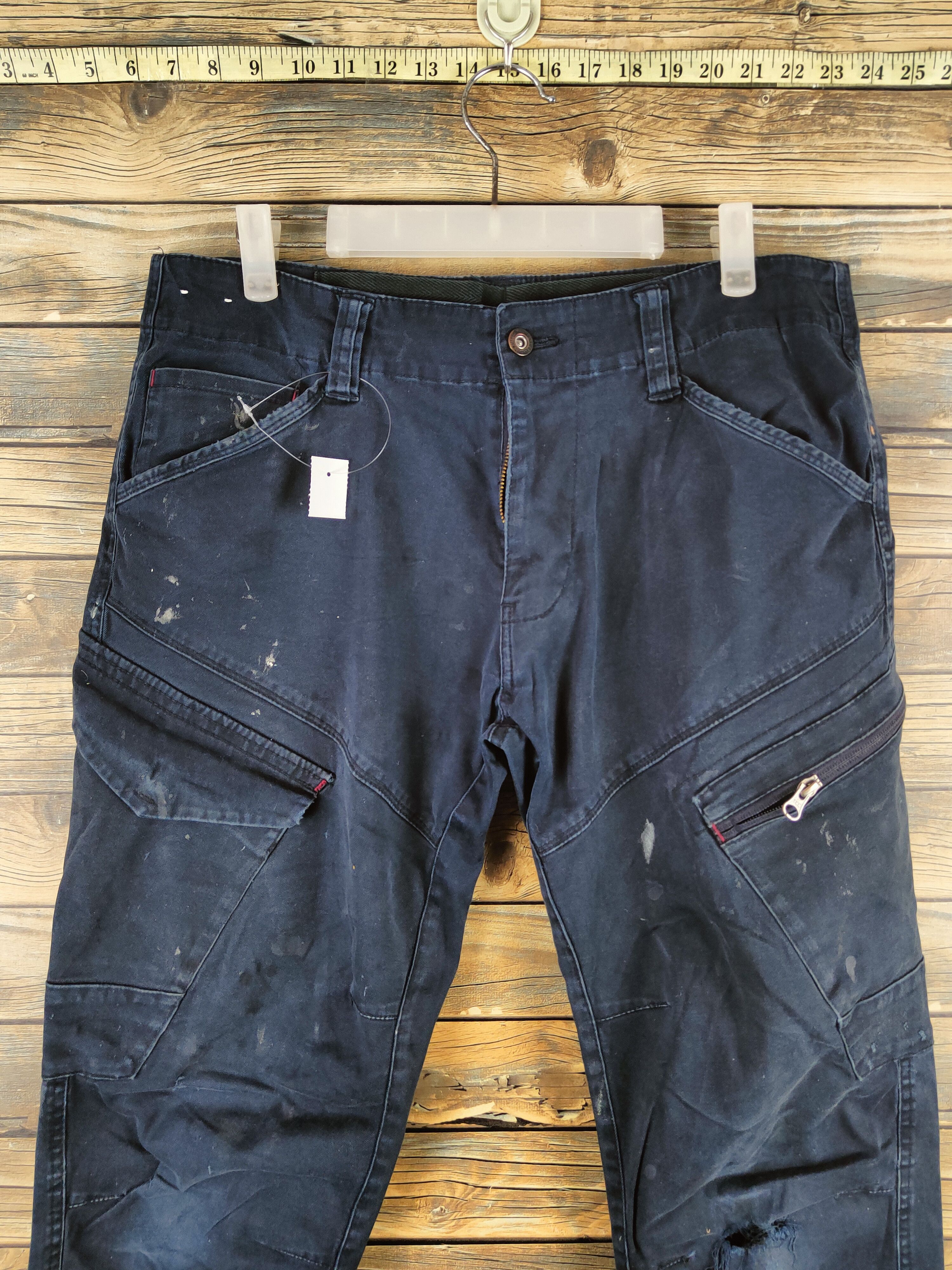 Japanese Brand Genba-Xebex Dark Blue Multipocket Cargo Pants #S2818 Size US 32 / EU 48 - 2 Thumbnail