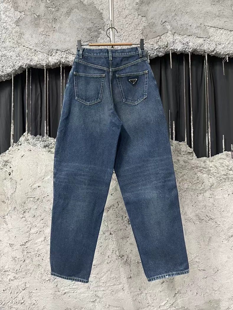 Prada Prada Gray and blue metal triangle jeans 2501-Nextarrow Size US 26 / EU 42 - 1 Thumbnail