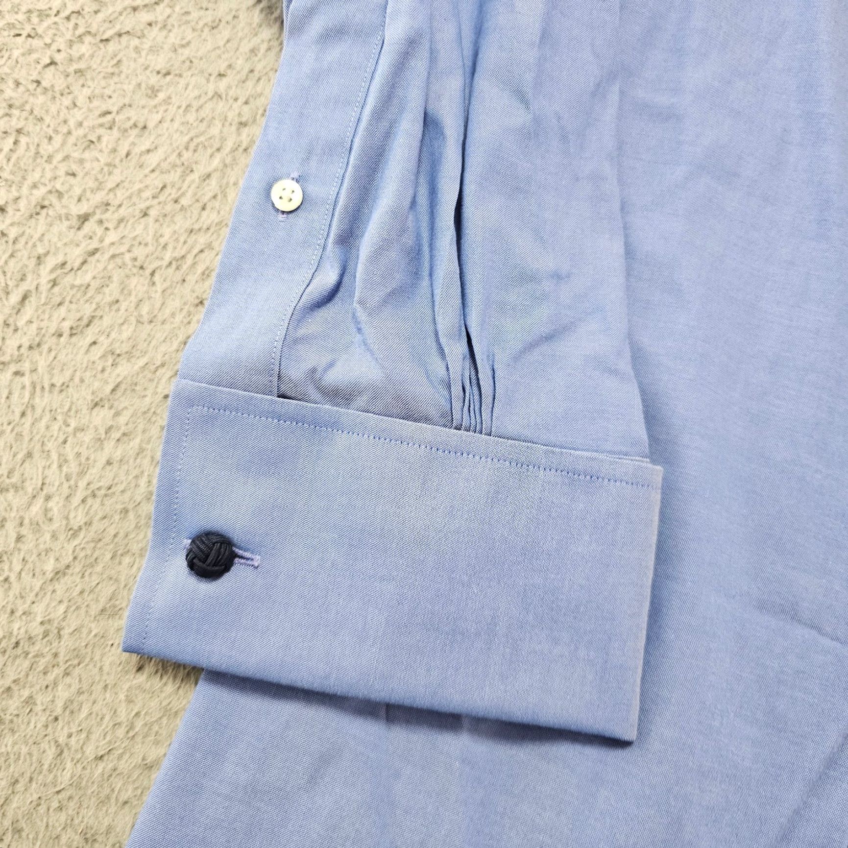 Brooks Brothers Brooks Brothers Dress Shirt Mens 17.5 38 Blue Madison Fit Supima Cotton Stretch Shirt Regular Blue Mens 17.5 Neck Size 17.5 French Cuff Size 48R - 4 Thumbnail