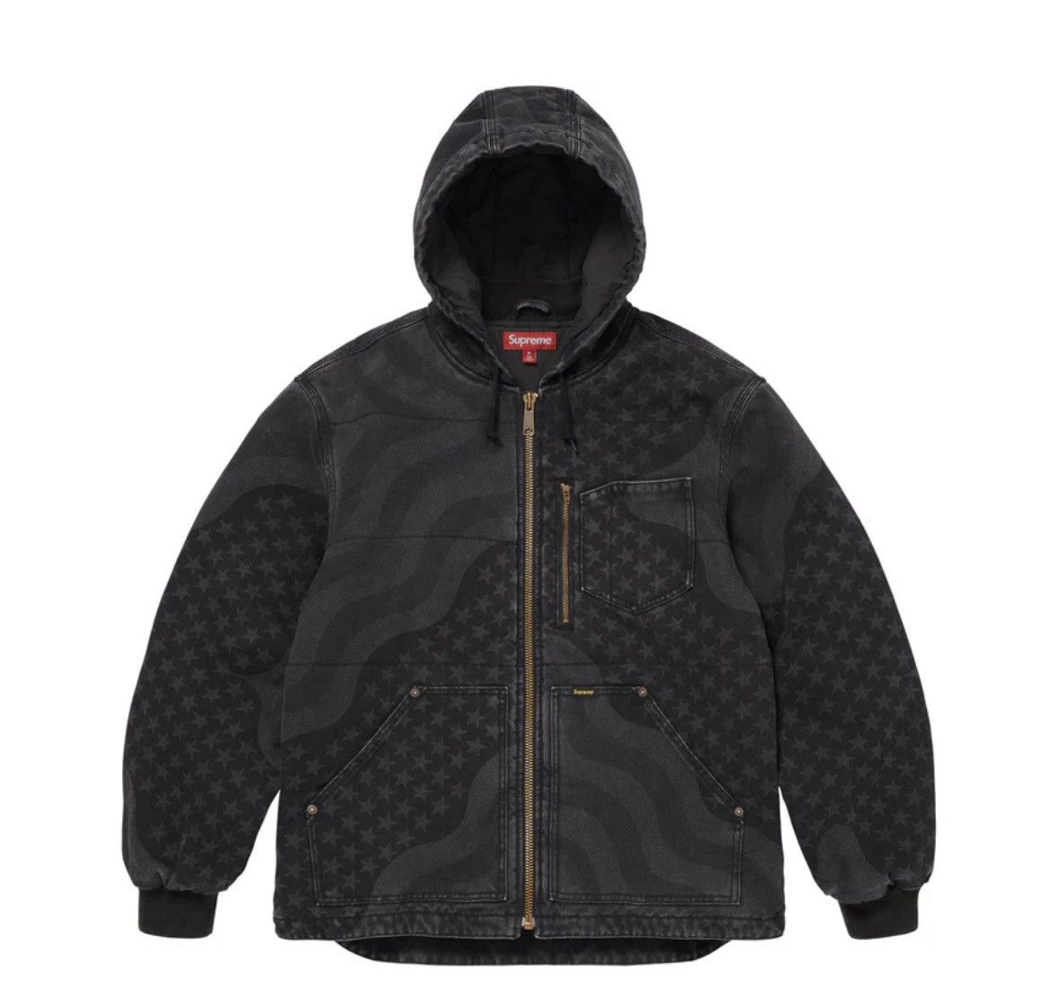 Supreme Supreme Flag Quilted Hooded Work Jacket Black Size US L / EU 52-54 / 3 - 3 Thumbnail