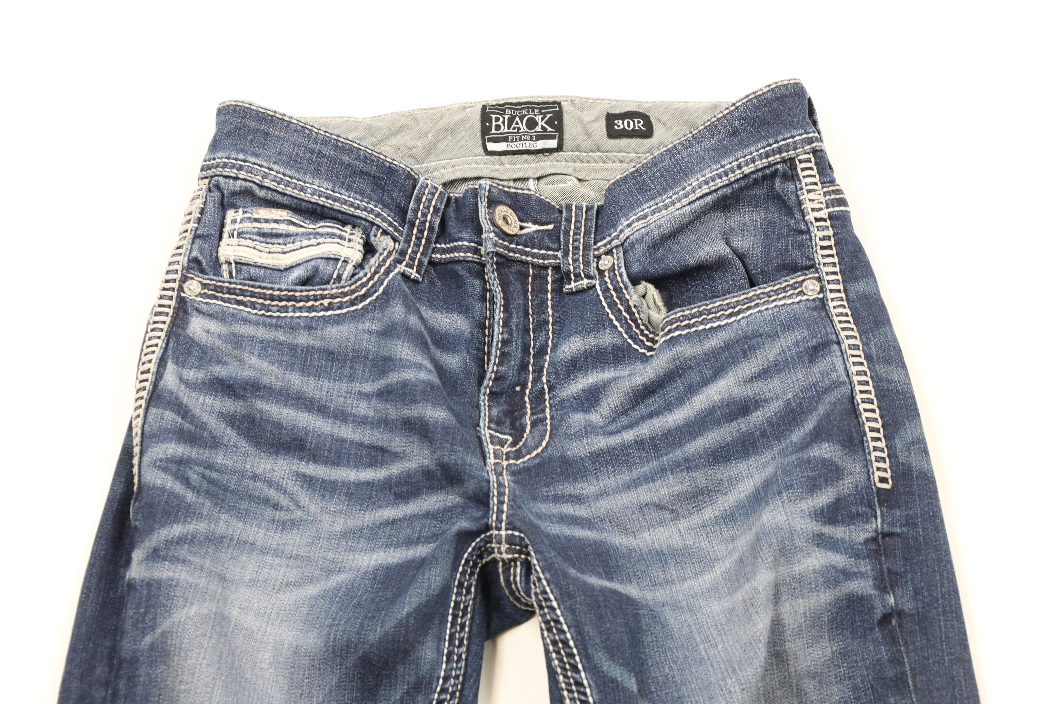 Buckle Black BKE Stitch Stretch Boot Leg Denim Jeans Blue