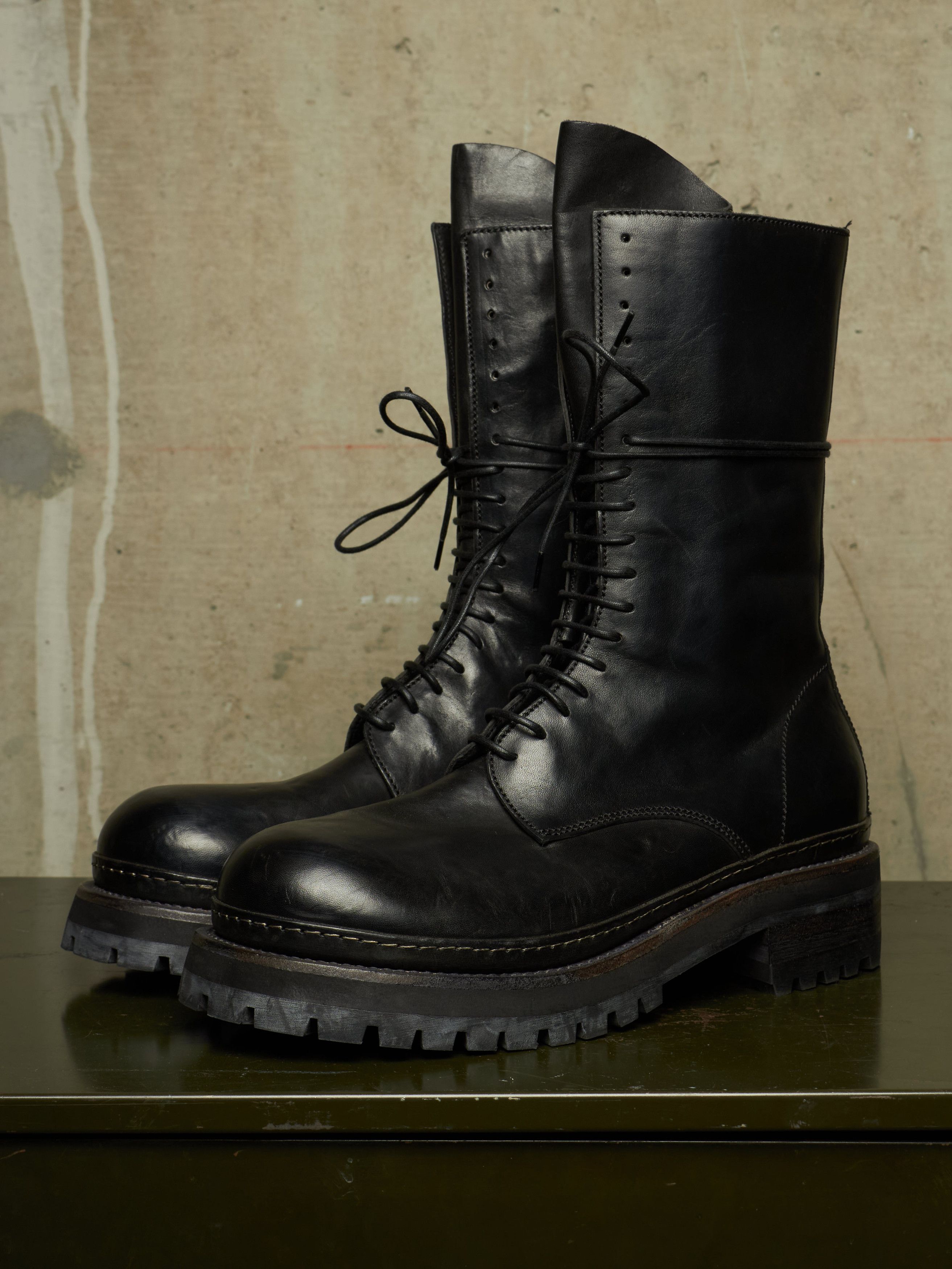 A1923 A1923 AW24 Black Luke Horse Leather Combat Boots Size US 12 / EU 45 - 1 Thumbnail