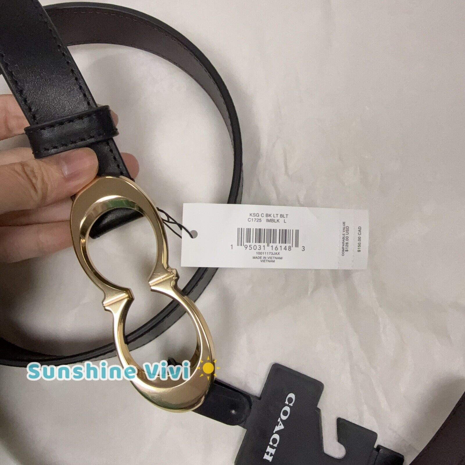 Coach NEW Coach Signature Buckle Belt 25 mm Gold Black Large Size ONE SIZE - 5 Thumbnail