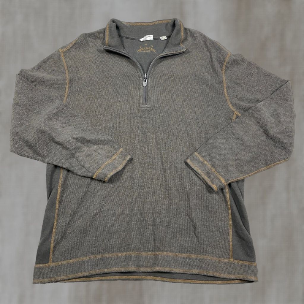 Tommy Bahama Tommy Bahama Sweater Men XL Olive Green Pullover 1/4 Zip Knit Casual Vintage-Style World of Golf/Walking 3/4 Zip Mens Size US XL / EU 56 / 4 - 1 Thumbnail