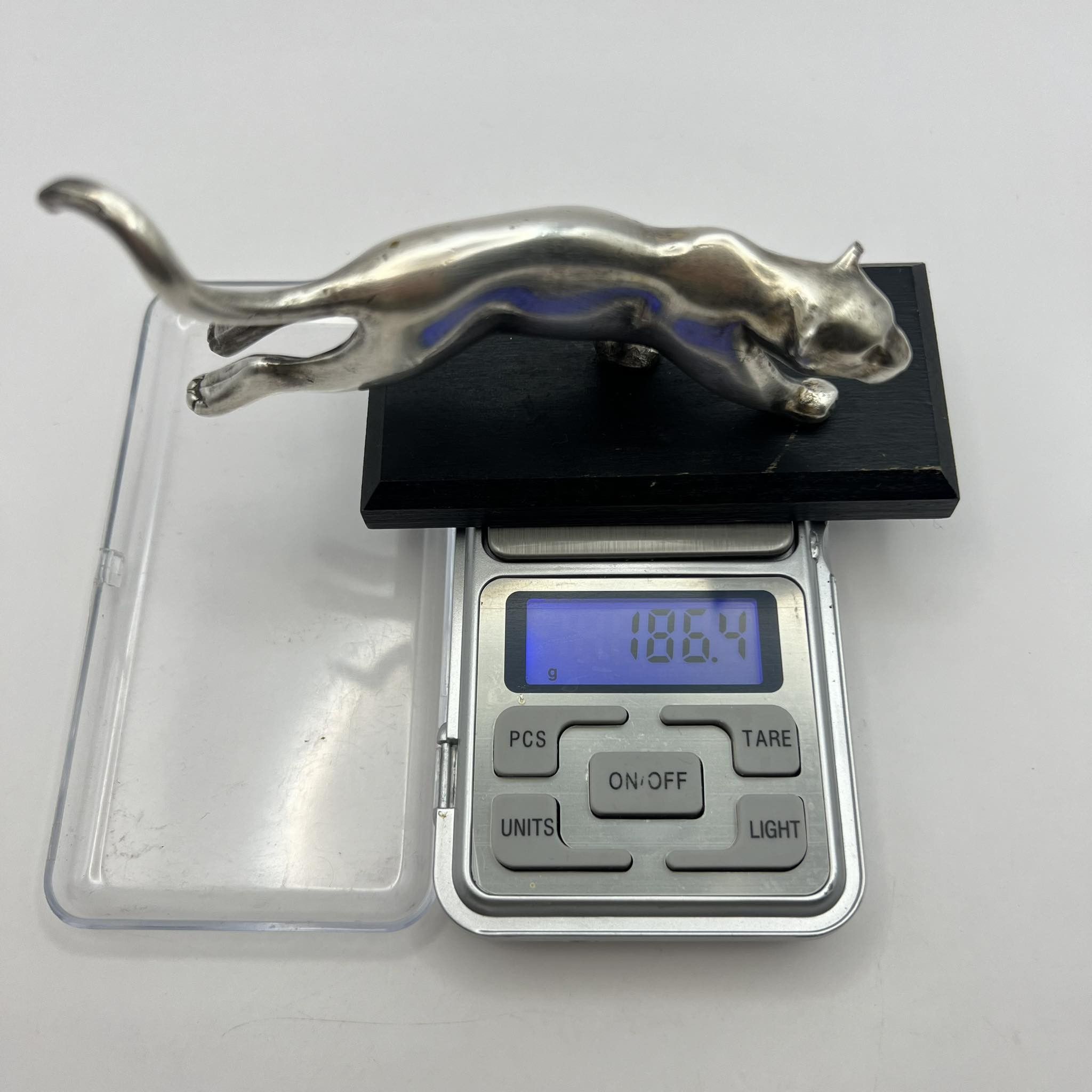 Vintage Vintage Silver Plated Figure Puma Jaguar Wood Base Size ONE SIZE - 3 Thumbnail
