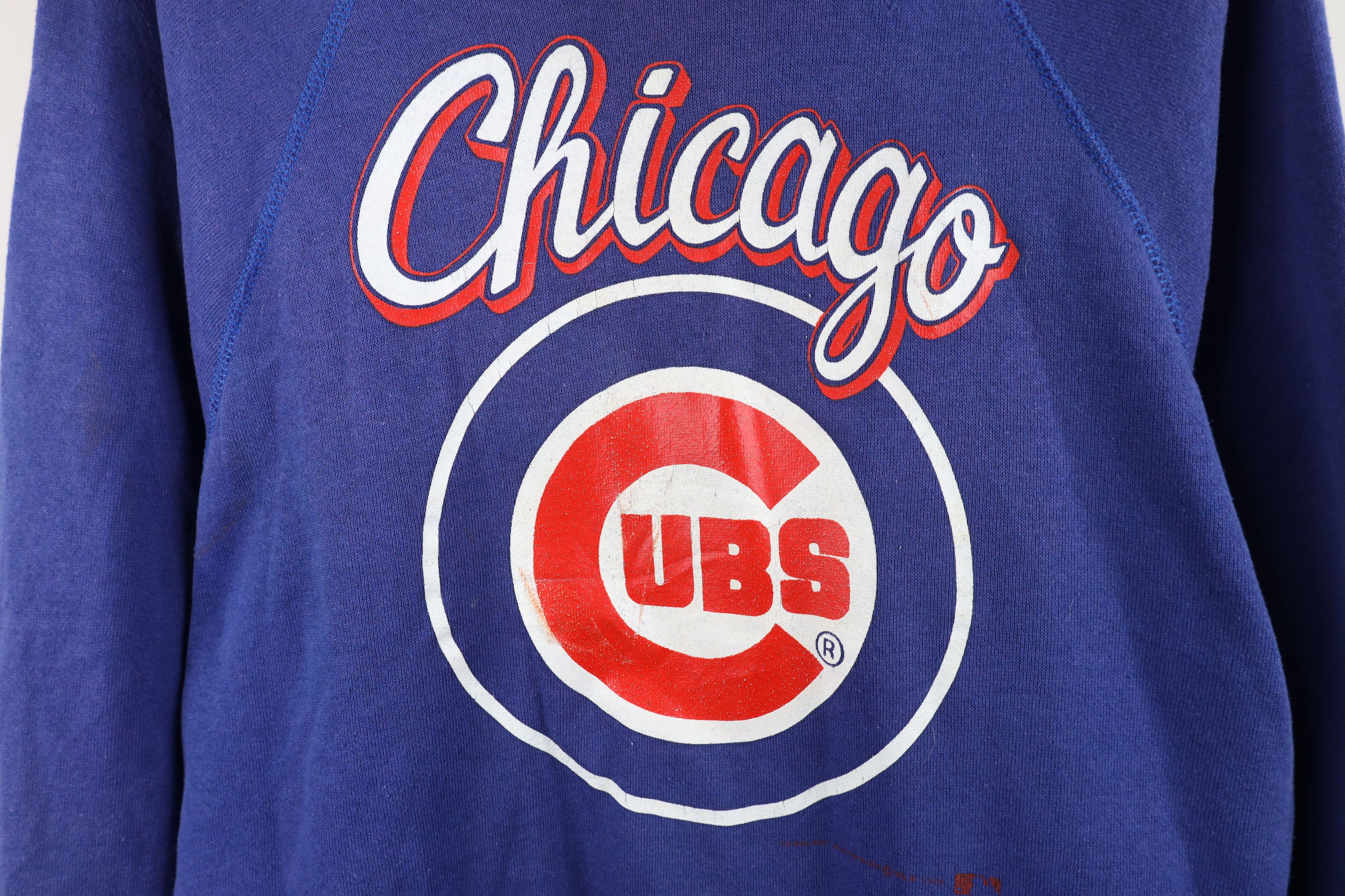 Vintage Vintage 80s Chicago Cubs Baseball Hoodie Sweatshirt Blue USA Size US XL / EU 56 / 4 - 4 Thumbnail