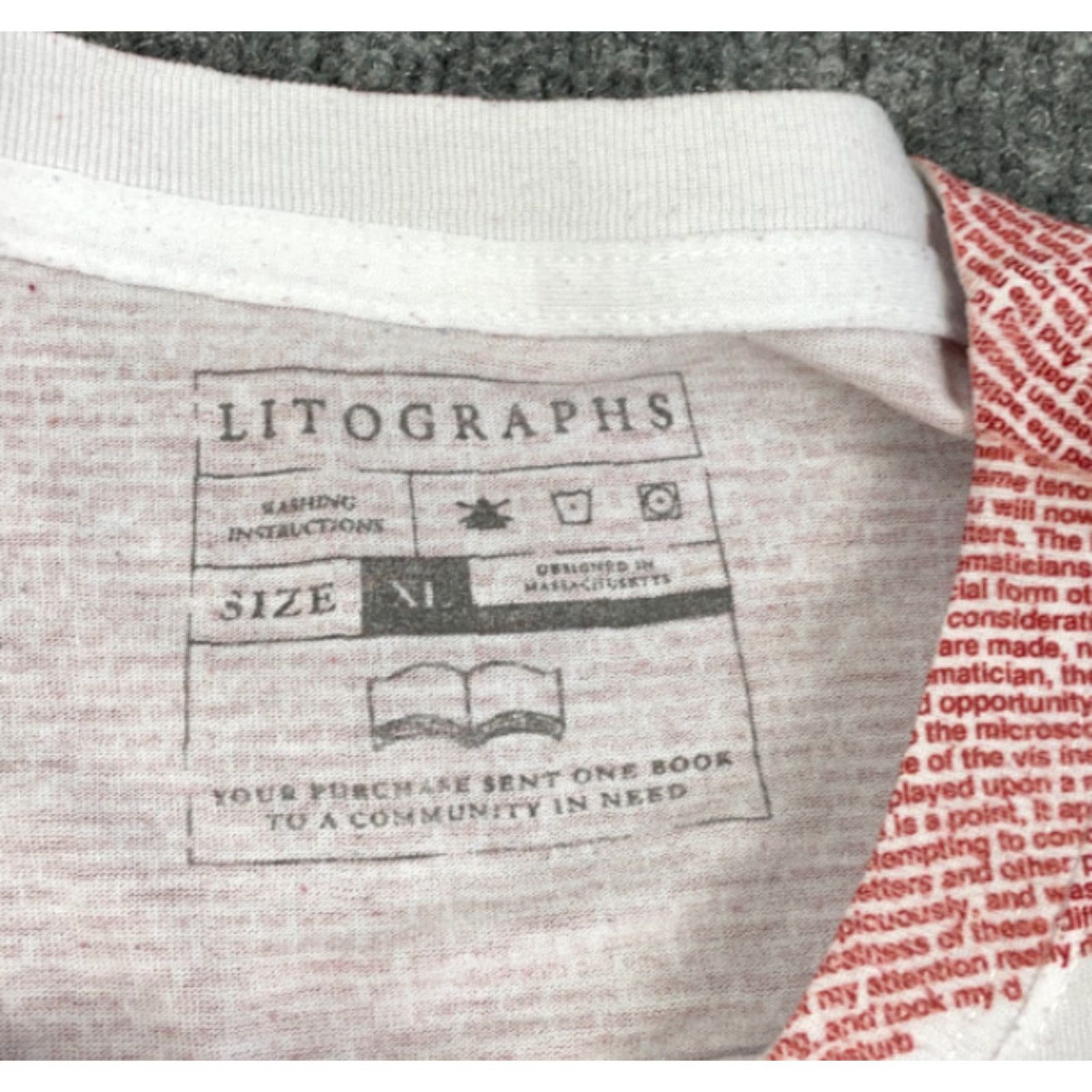 Vintage Litographs T-Shirt Descent into Maelstrom Edgar Allan Poe Red Short Sleeve Adult L Mens Regular XL Tag Size US L / EU 52-54 / 3 - 4 Thumbnail