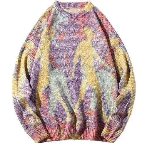 Aran Isles Knitwear × Japanese Brand Neon Color Blok Knit Loose Sweater Size US M / EU 48-50 / 2 - 1 Thumbnail