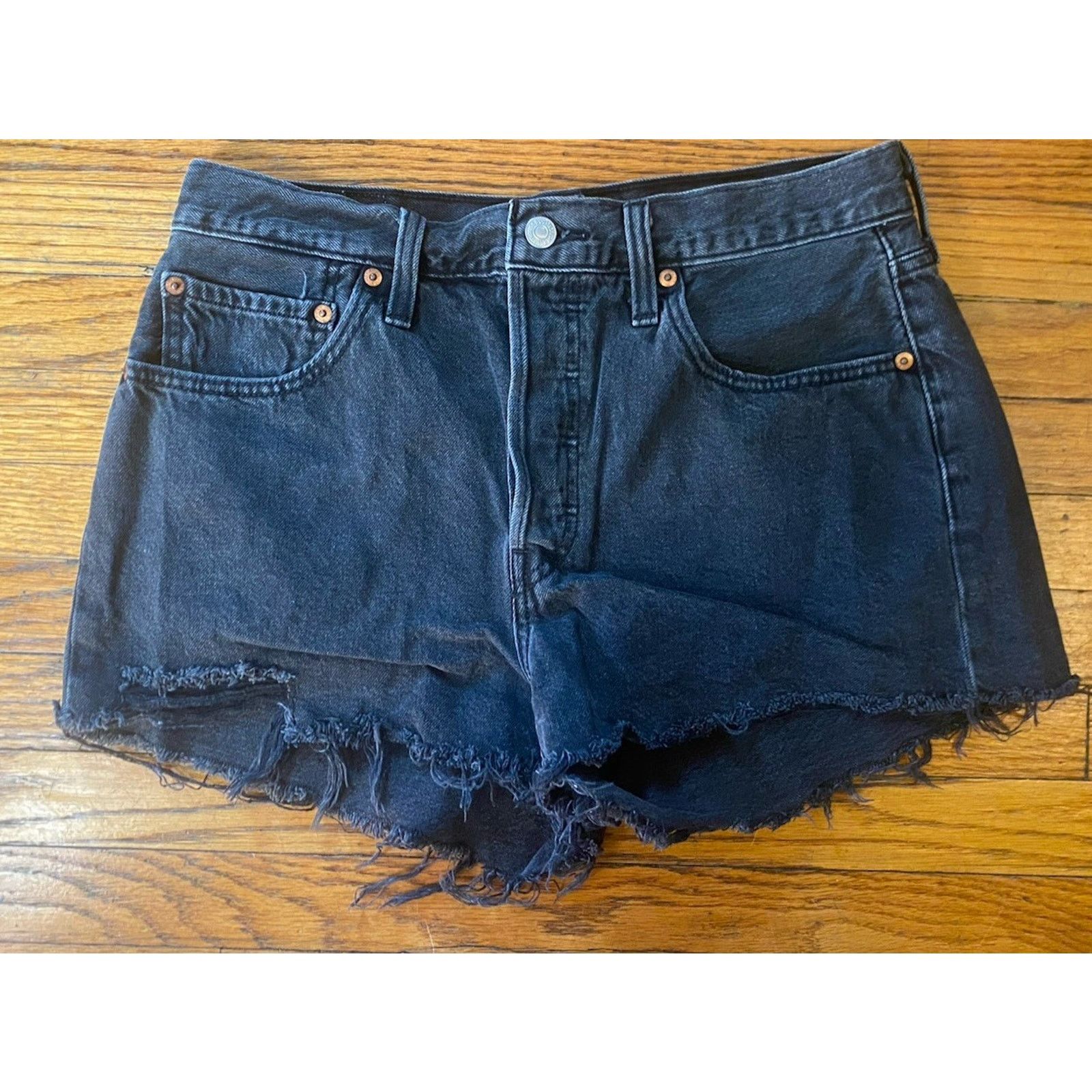 Levi's Levi’s Size W30 501 Jean Shorts Button Fly Black Size 30" / US 8 / IT 44 - 2 Thumbnail