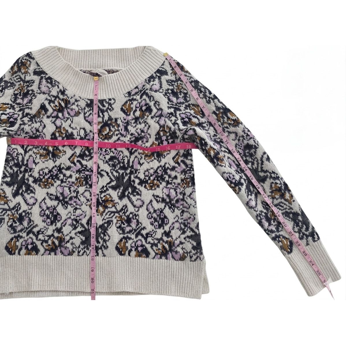 Loft LOFT Floral Boho Sweater Womens Medium Soft Knit Scoop Neck Size M / US 6-8 / IT 42-44 - 5 Thumbnail