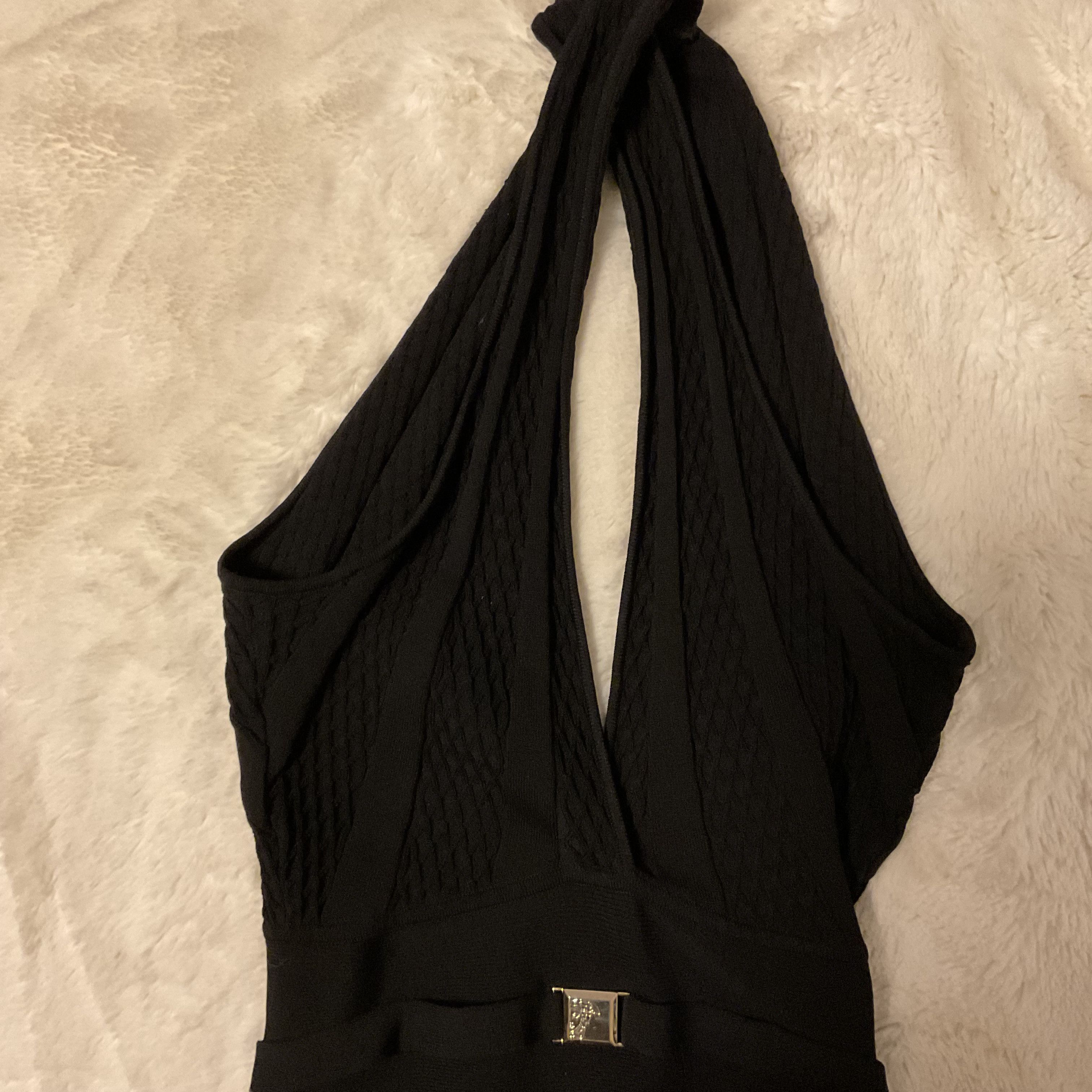 Versace NWT Versace Donatella Medusa Maglia Black Halter Flare Dress Size XS / US 0-2 / IT 36-38 - 3 Thumbnail
