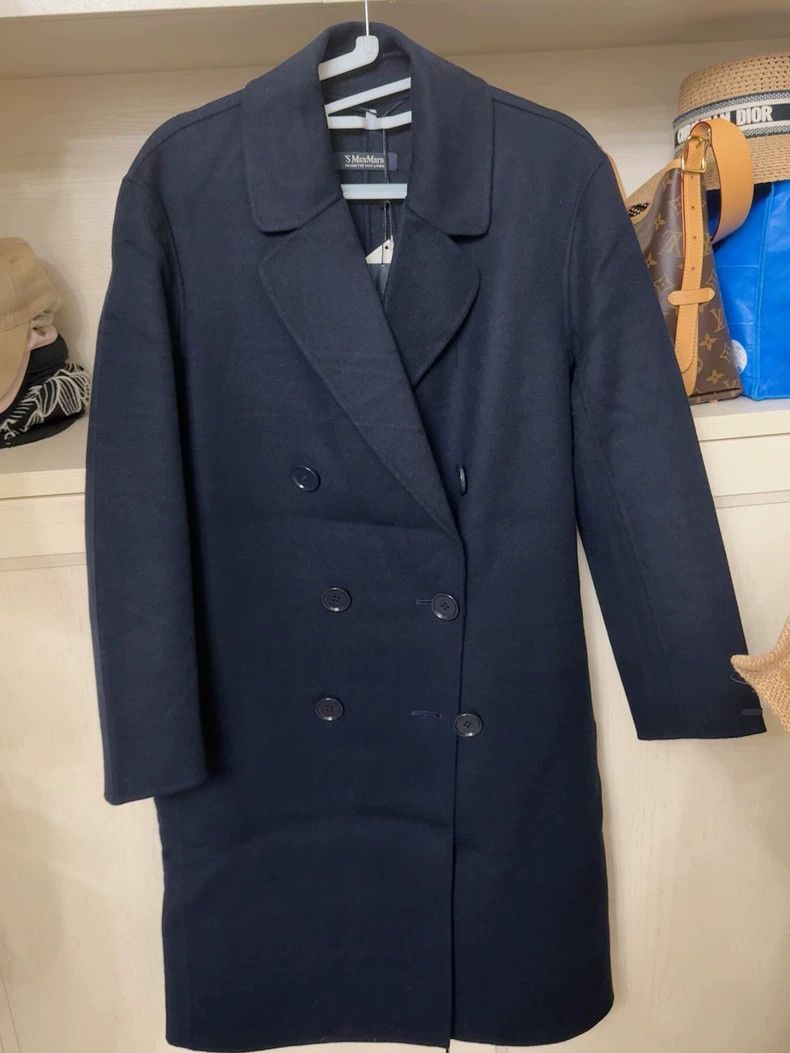 Max Mara Max Mara Navy blue double-breasted cashmere coat Size L / US 10 / IT 46 - 2 Thumbnail