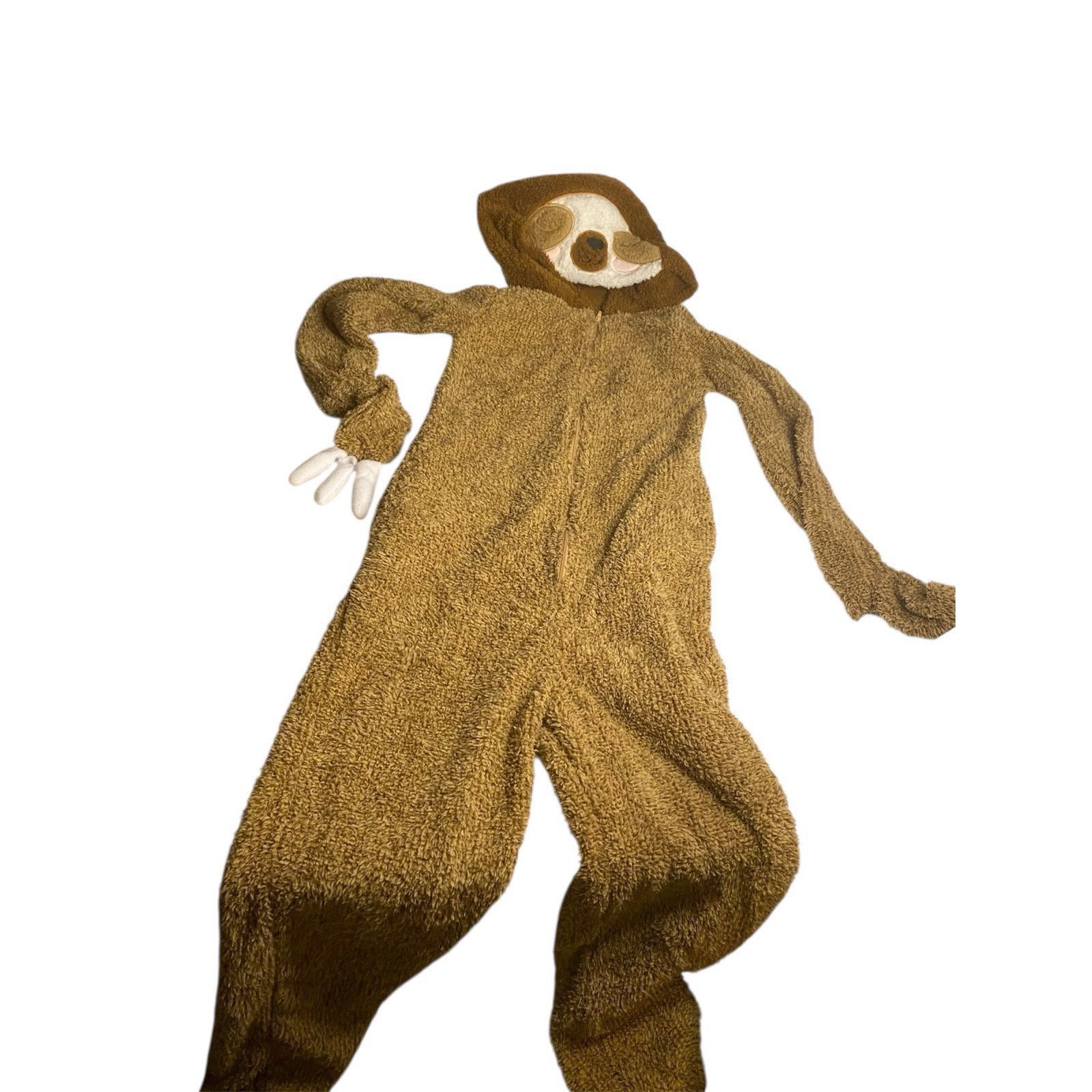 Other Cozy Fuzzy Sloth Hooded Onesie Pajamas Brown Secret Treasure Size 23" - 2 Thumbnail