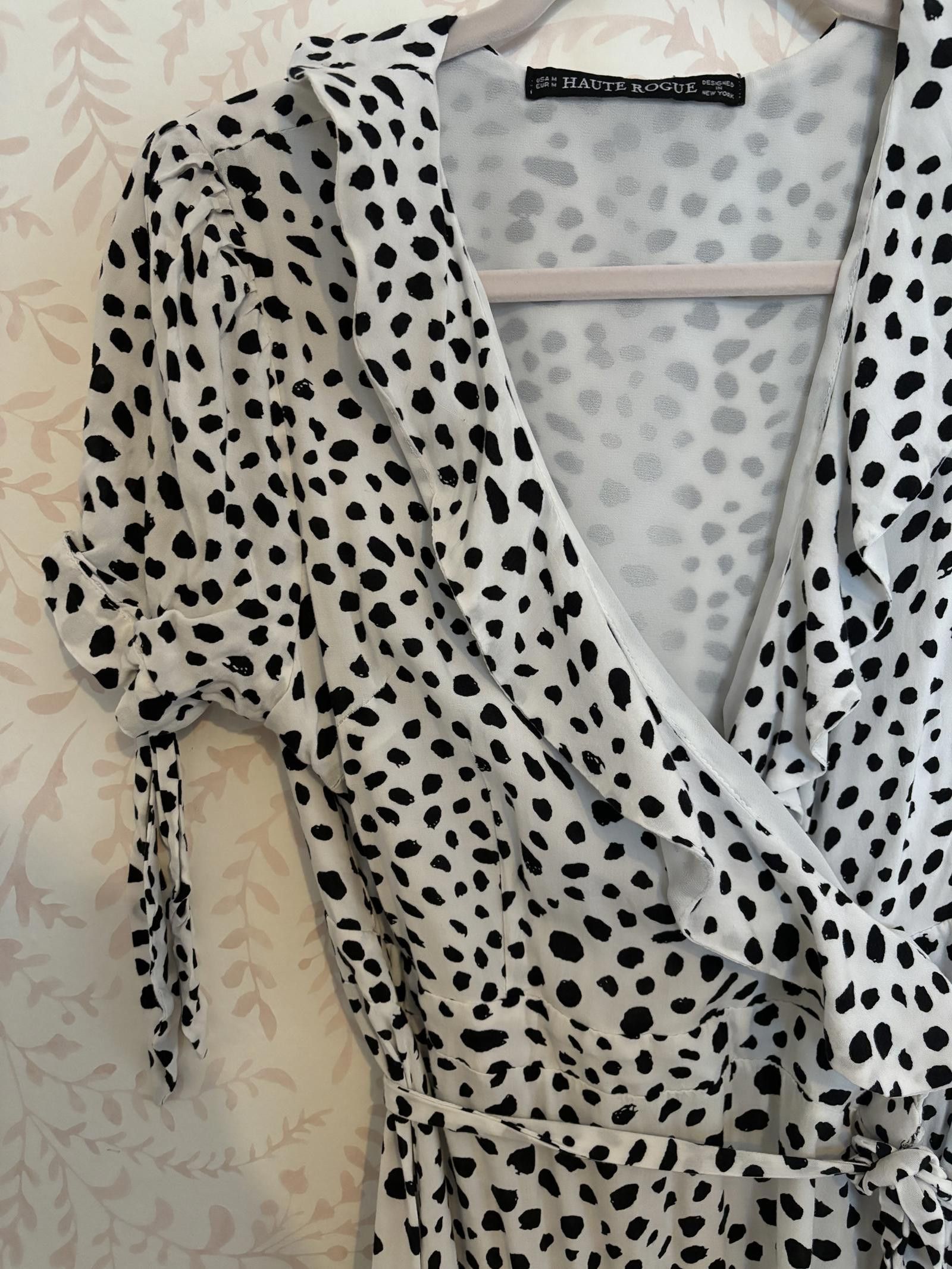 Designer NWOT Haute Rogue Dalmation Polka Dot Wrap Dress Size M / US 6-8 / IT 42-44 - 3 Thumbnail