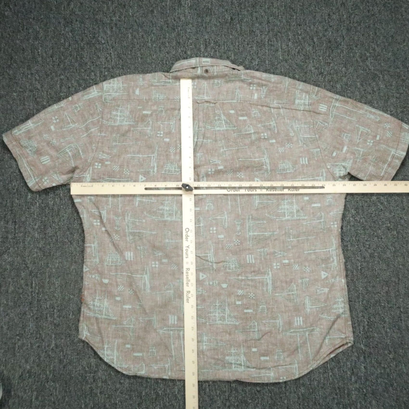 Reyn Spooner VINTAGE Reyn Spooner Shirt Mens 2XL Brown Hawaiian Inside Out Linen Cotton Sailing Geometric Short Sleeve Button-Up Collared All Seasons Lightweight Size US XXL / EU 58 / 5 - 5 Thumbnail