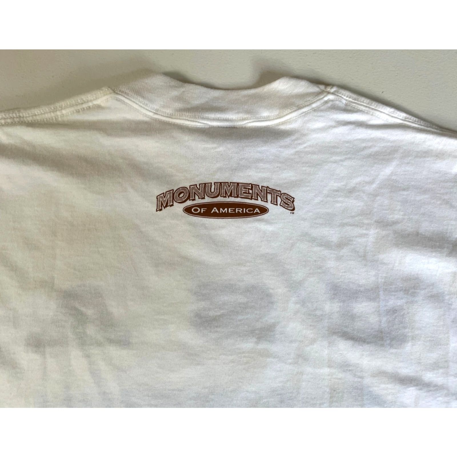Jerzees VINTAGE Jerzees T-Shirt USA 90s Flag Graphic Unisex Adults White 1993 Monuments of America Sz L Size US L / EU 52-54 / 3 - 6 Thumbnail