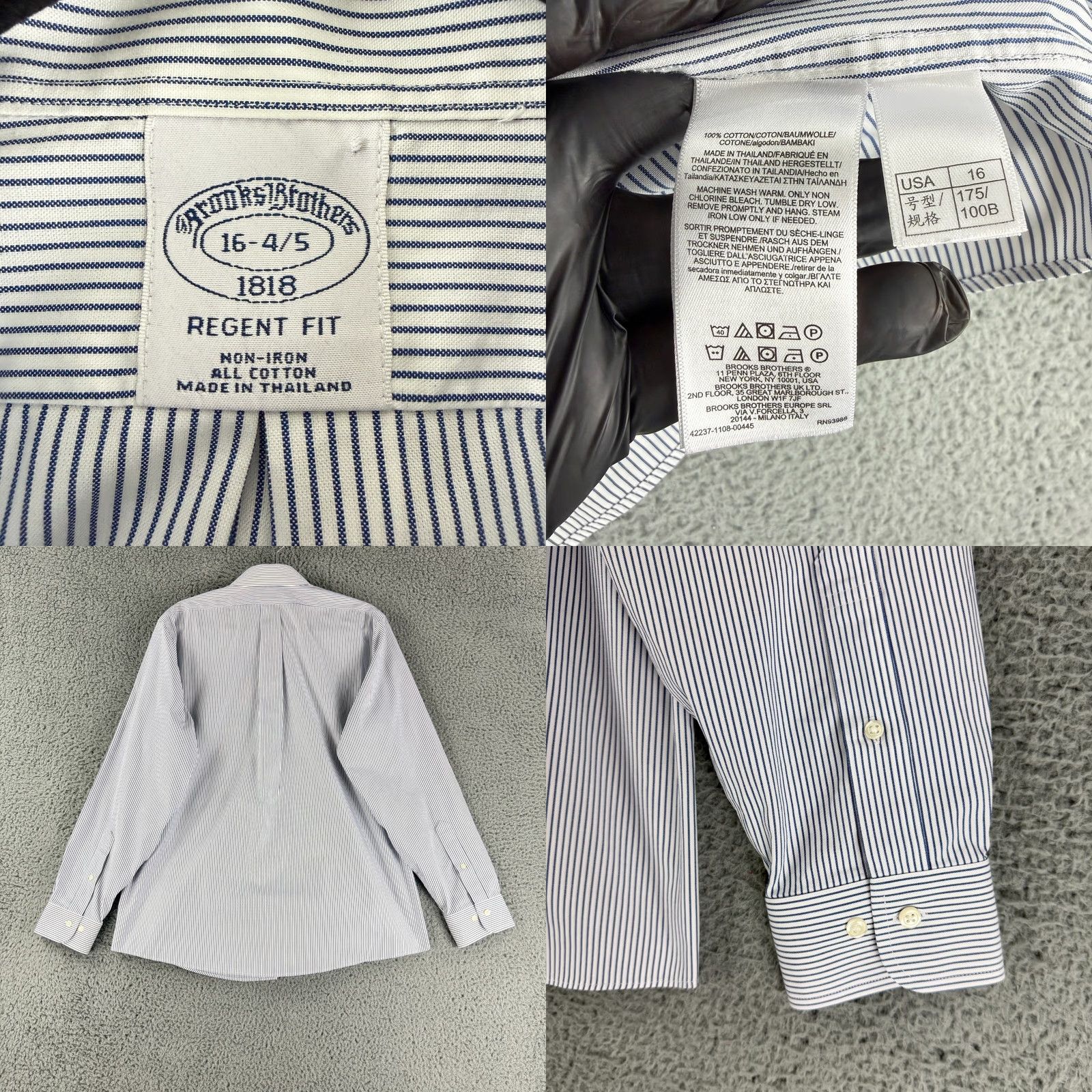 Brooks Brothers Brooks Brothers 1818 Button-Up Dress Shirt Mens Large Blue White Stripe Regent Shirt Size 42R - 8 Thumbnail