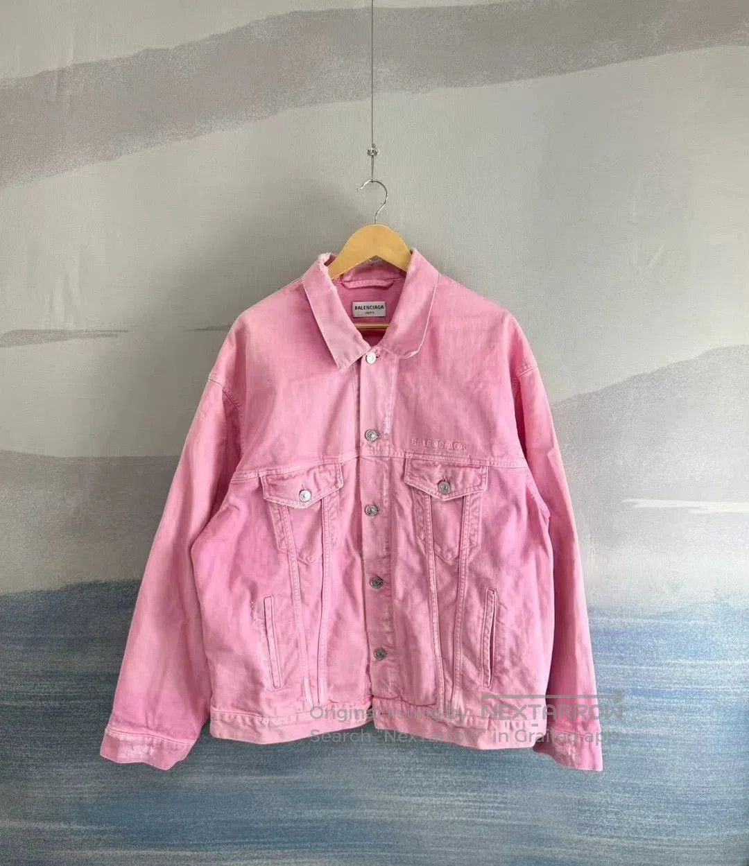 Balenciaga Balenciaga Pink Distressed Denim Jacket. Size US S / EU 44-46 / 1 - 1 Thumbnail