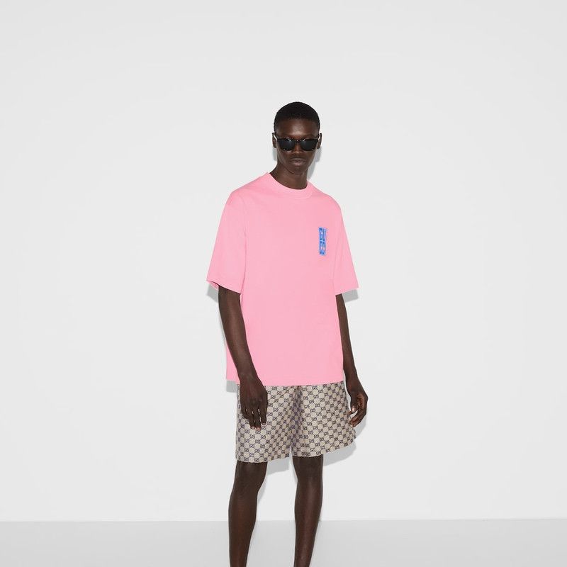 Gucci o1loc1c1225 784361 Printed Cotton Jersey T Shirt in Pink Size US XXS / EU 40 - 5 Thumbnail