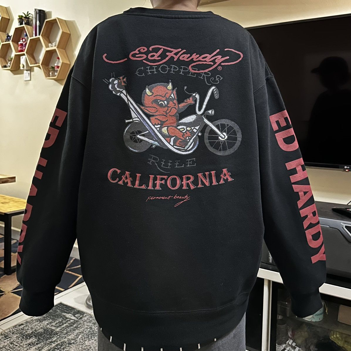 Ed Hardy Vintage Ed Hardy Choppers Rule Sweatshirt Size US XL / EU 56 / 4 - 1 Thumbnail